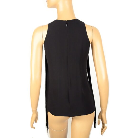 GUCCI TOP BLACK SILK LONG FRINGE SLEEVELESS sz IT 42 US 6 - Picture 10 of 14